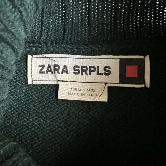 Zara SRPLS Women’s Wool Patchwork Turtleneck Sweater Size XS Green Yellow - Picture 3 of 6